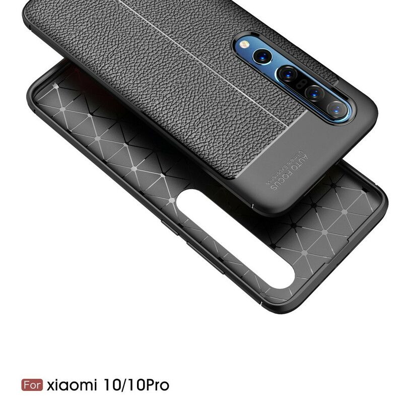 Cover Xiaomi Mi 10 / 10 Pro Dobbelt Linje Litchi Lædereffekt