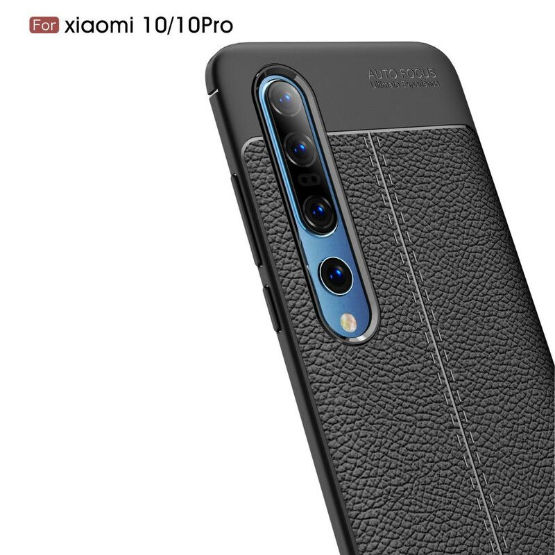 Cover Xiaomi Mi 10 / 10 Pro Dobbelt Linje Litchi Lædereffekt