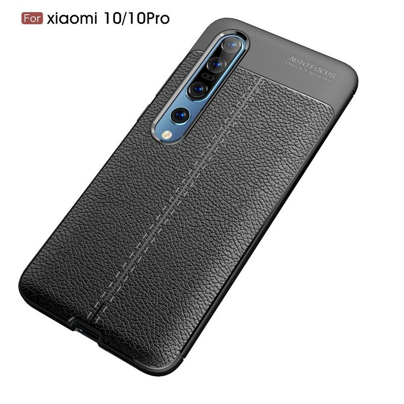 Cover Xiaomi Mi 10 / 10 Pro Dobbelt Linje Litchi Lædereffekt