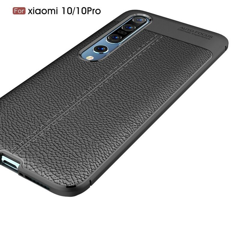 Cover Xiaomi Mi 10 / 10 Pro Dobbelt Linje Litchi Lædereffekt