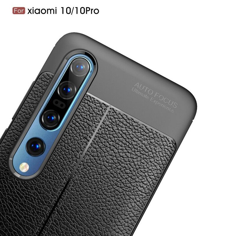 Cover Xiaomi Mi 10 / 10 Pro Dobbelt Linje Litchi Lædereffekt