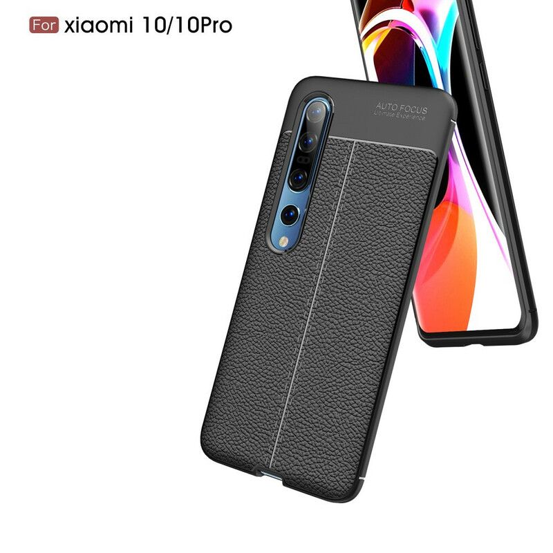 Cover Xiaomi Mi 10 / 10 Pro Dobbelt Linje Litchi Lædereffekt