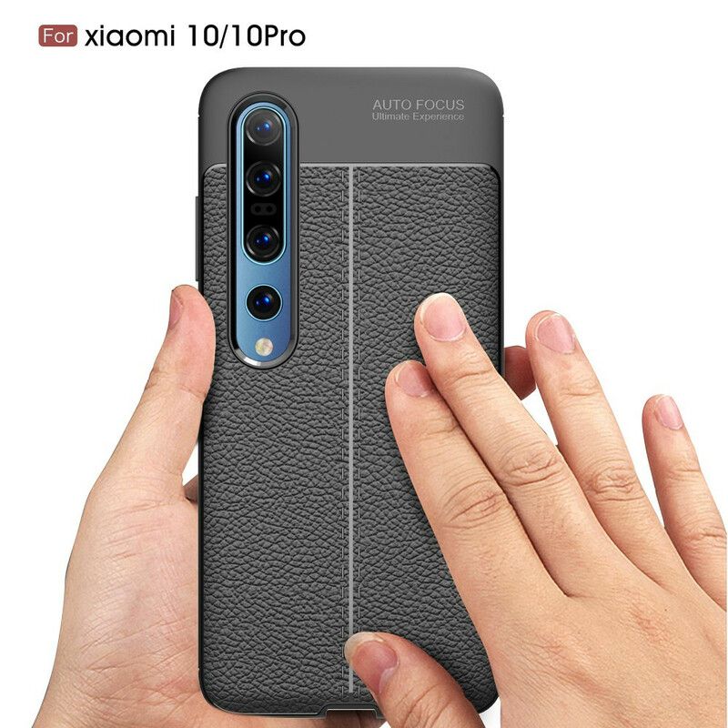 Cover Xiaomi Mi 10 / 10 Pro Dobbelt Linje Litchi Lædereffekt