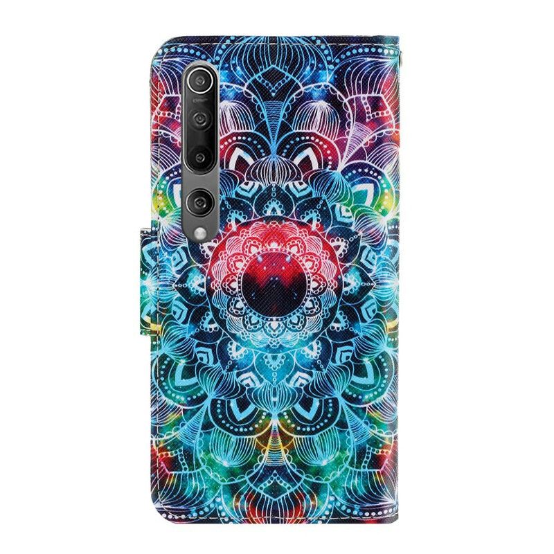 Læder Cover Xiaomi Mi 10 / 10 Pro Med Snor Flashy Strappy Mandala