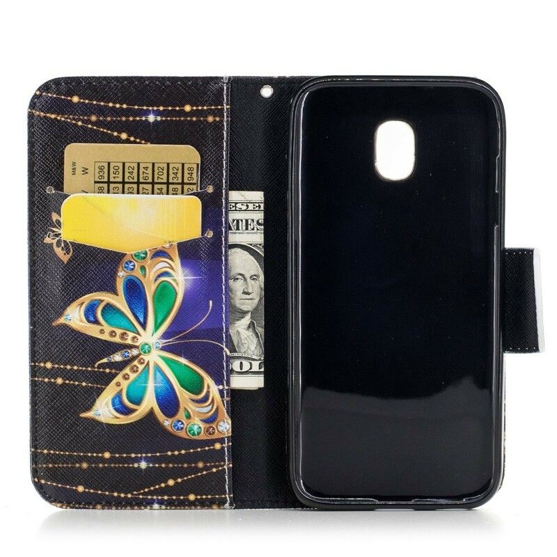 Flip Cover Samsung Galaxy J3 2017 Magisk Sommerfugl