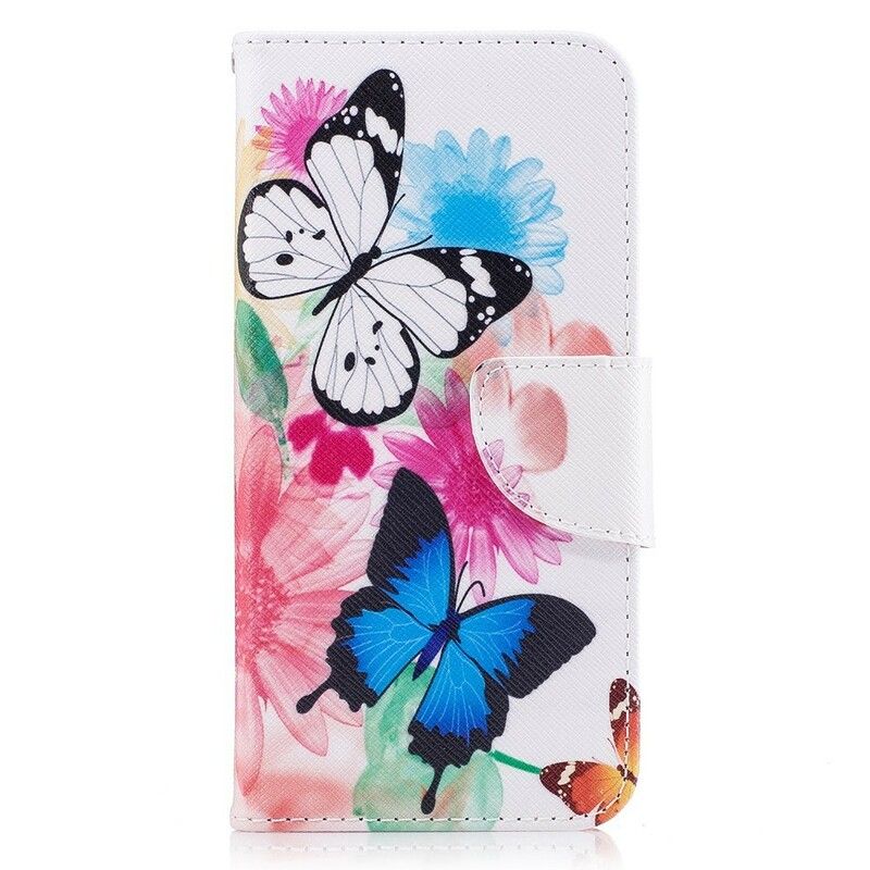 Flip Cover Samsung Galaxy J3 2017 Malede Sommerfugle Og Blomster