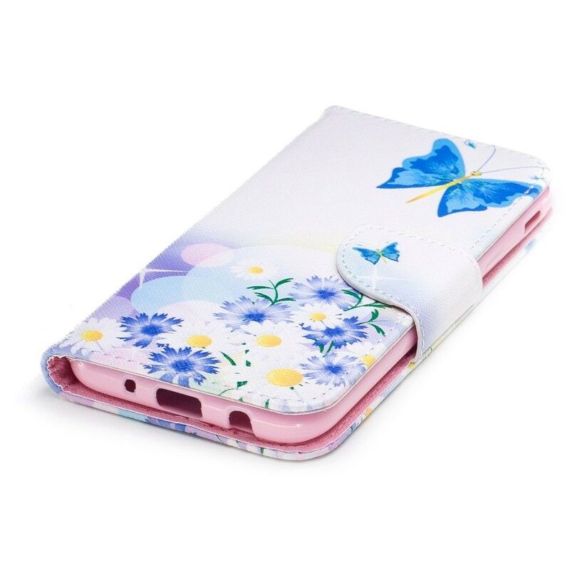 Flip Cover Samsung Galaxy J3 2017 Malede Sommerfugle Og Blomster