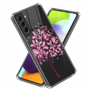 Cover Samsung Galaxy S24 5g Gennemsigtige Lyserøde Blomster