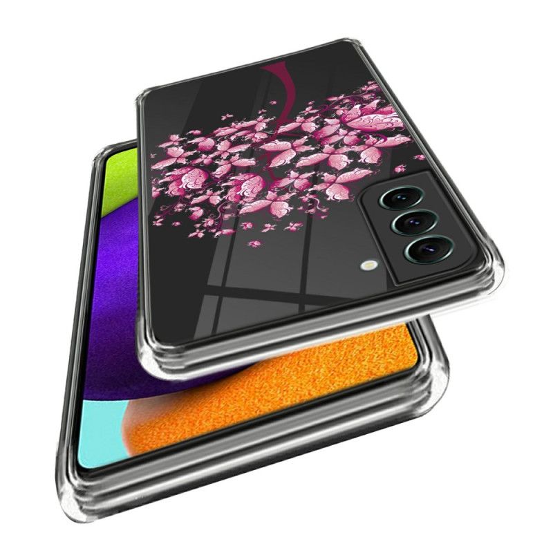 Cover Samsung Galaxy S24 5g Gennemsigtige Lyserøde Blomster