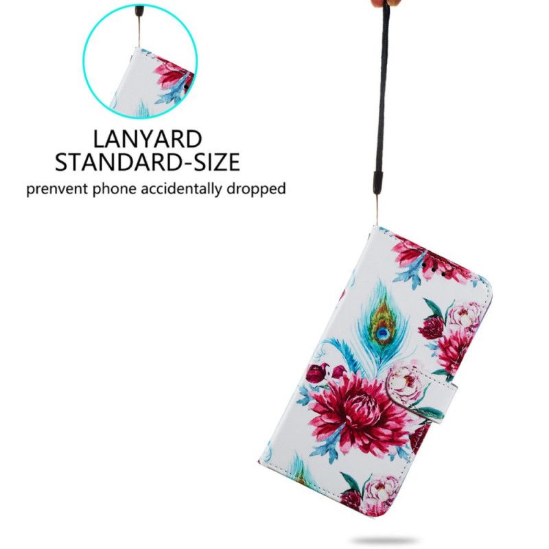 Flip Cover Samsung Galaxy S24 5g Farverige Blomster Med Rem