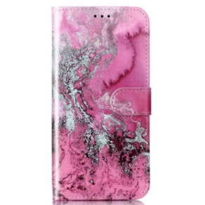 Flip Cover Samsung Galaxy S24 5g Pink Marmormønster