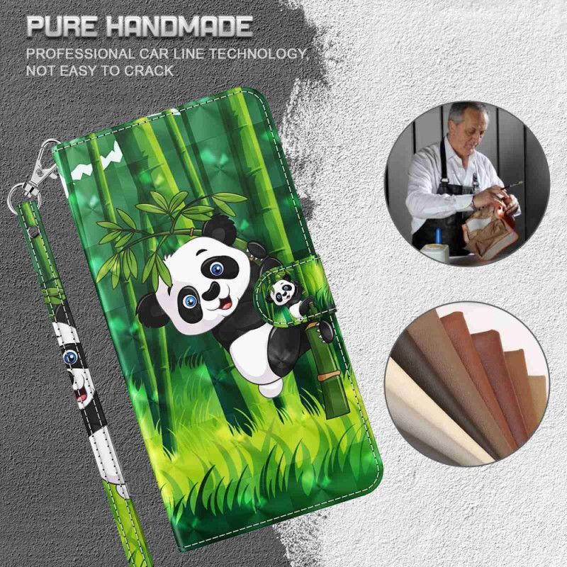 Læder Cover Samsung Galaxy S24 5g Bambus Panda Med Rem