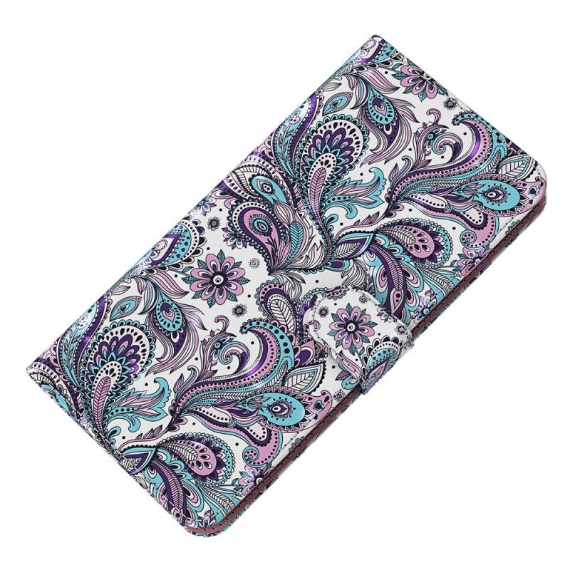 Læder Cover Samsung Galaxy S24 5g Paisley Mønster Med Rem