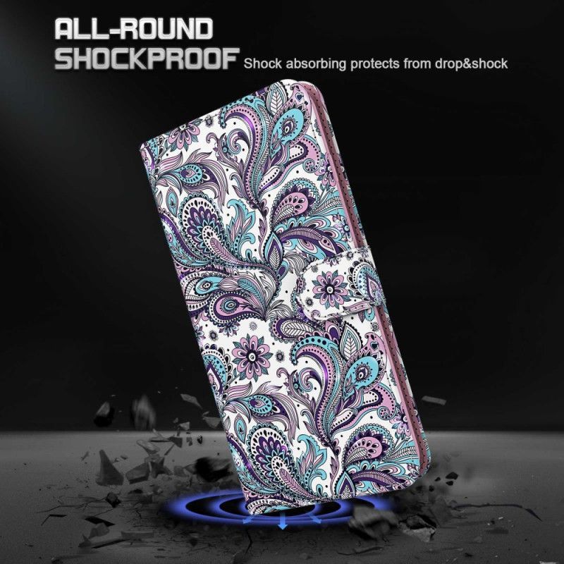 Læder Cover Samsung Galaxy S24 5g Paisley Mønster Med Rem