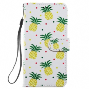 Læder Cover Samsung Galaxy S24 5g Telefon Etui Ananas Med Rem