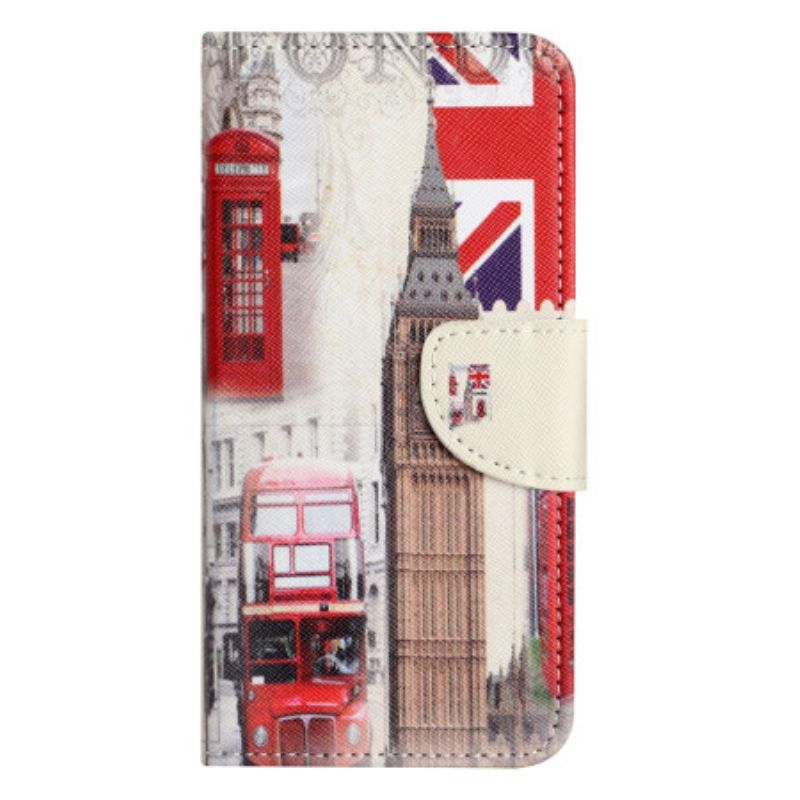 Læder Cover Samsung Galaxy S24 5g Telefon Etui London Livet I Lanière