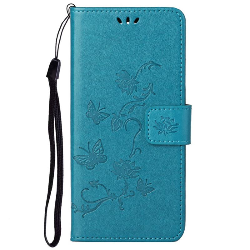 Flip Cover Moto G51 5G Asiatiske Sommerfugle Og Blomster