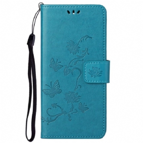 Flip Cover Moto G51 5G Asiatiske Sommerfugle Og Blomster