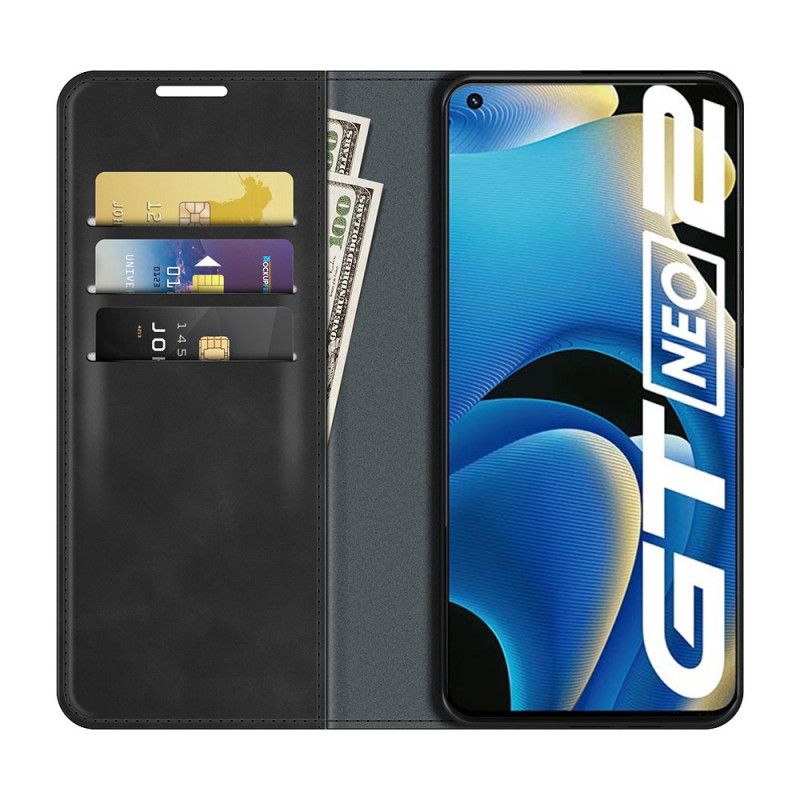 Cover Realme GT Neo 3T / Neo 2 Flip Cover Blødt Silkelædereffekt