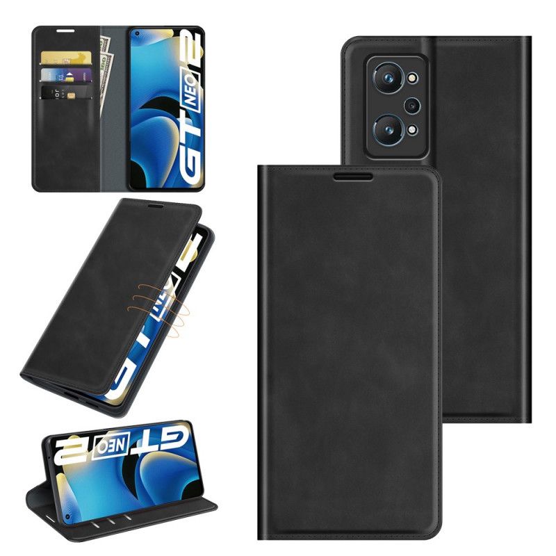 Cover Realme GT Neo 3T / Neo 2 Flip Cover Blødt Silkelædereffekt