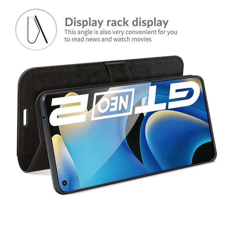 Flip Cover Realme GT Neo 3T / Neo 2 Design Lædereffekt