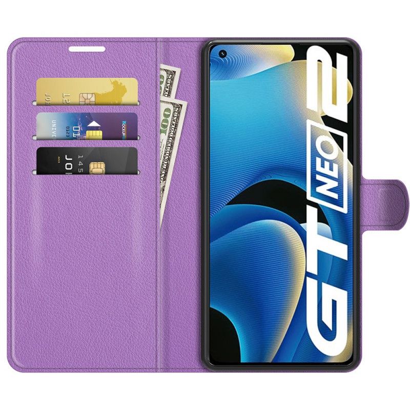 Flip Cover Realme GT Neo 3T / Neo 2 Klassisk Litchieffekt