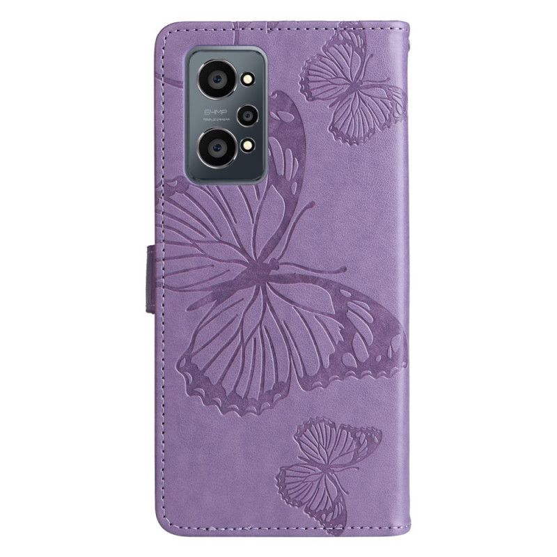 Flip Cover Realme GT Neo 3T / Neo 2 Med Snor Kæmpe Strappy Sommerfugle