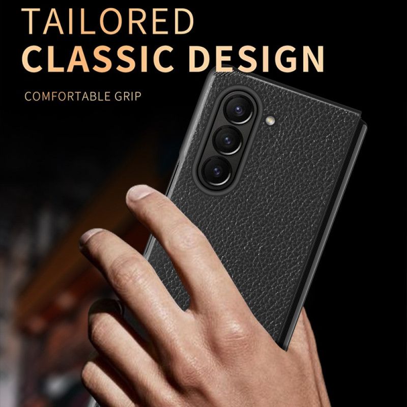 Cover Samsung Galaxy Z Fold 6 Litchi Imiteret Læder