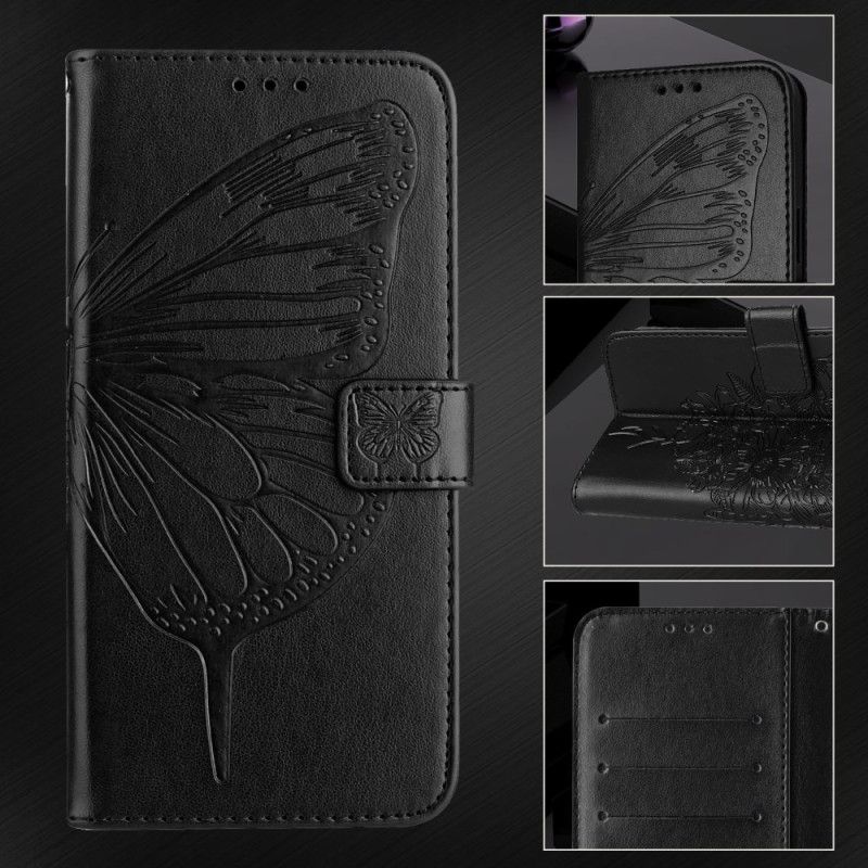 Læder Cover Samsung Galaxy Z Fold 6 Telefon Etui Blomstersommerfugl Med Rem