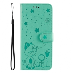 Flip Cover Samsung Galaxy S23 5G Med Snor Strappy Kat Og Bier