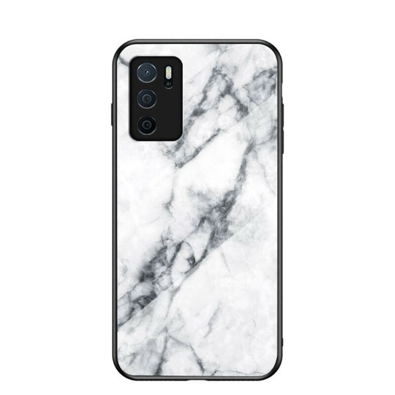 Cover Oppo A16 / A16s Marmorfarver Hærdet Glas