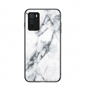 Cover Oppo A16 / A16s Marmorfarver Hærdet Glas