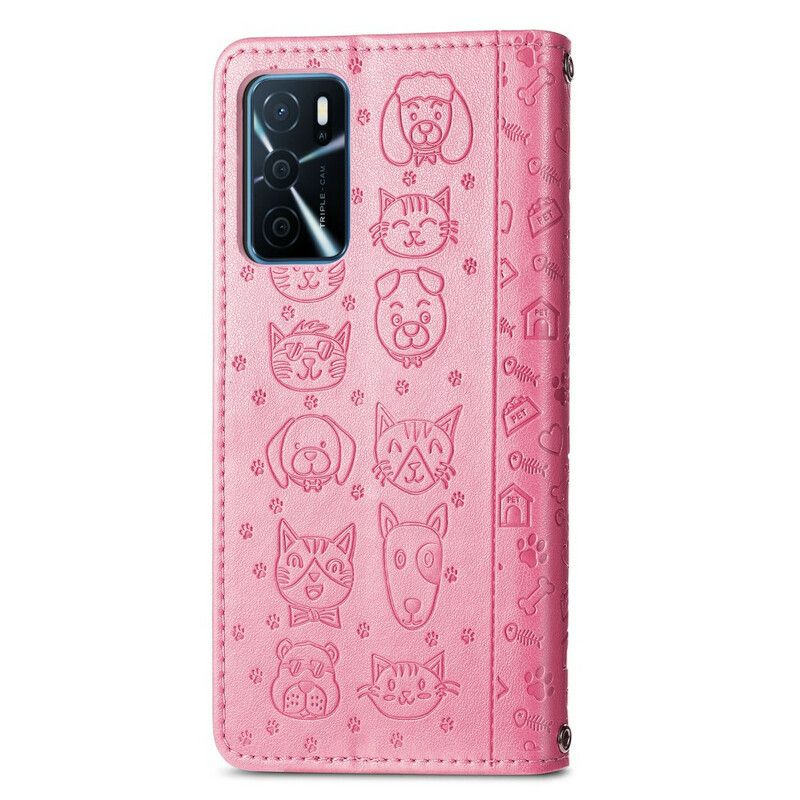 Flip Cover Oppo A16 / A16s Animerede Dyr