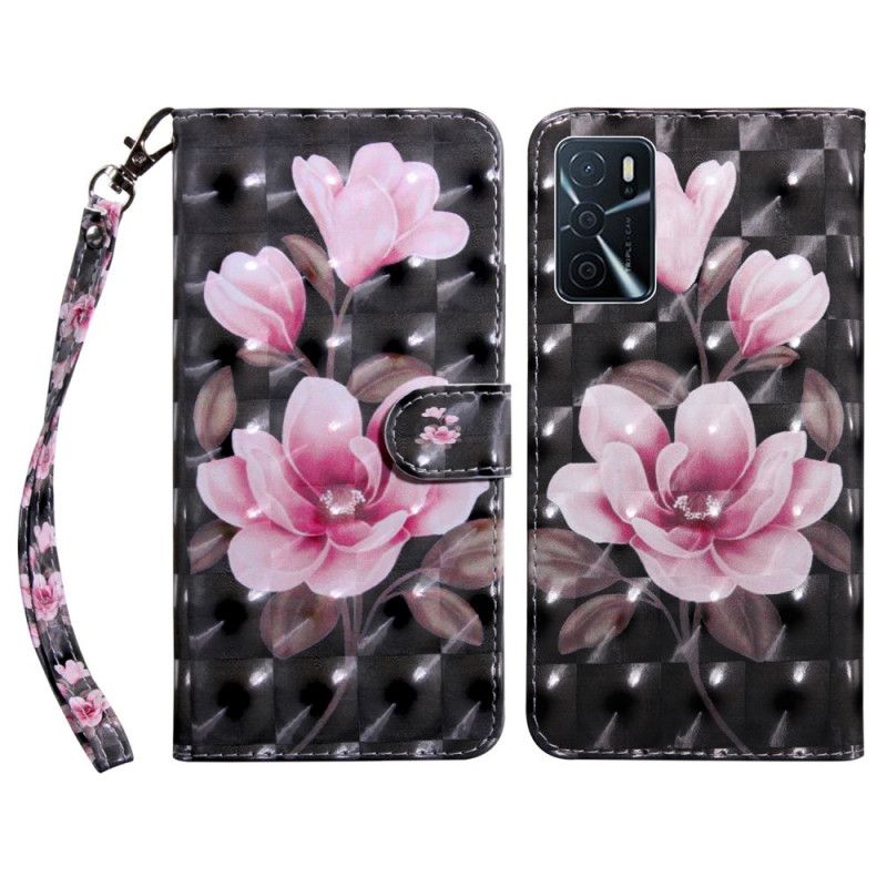 Læder Cover Oppo A16 / A16s Blomsterblomster