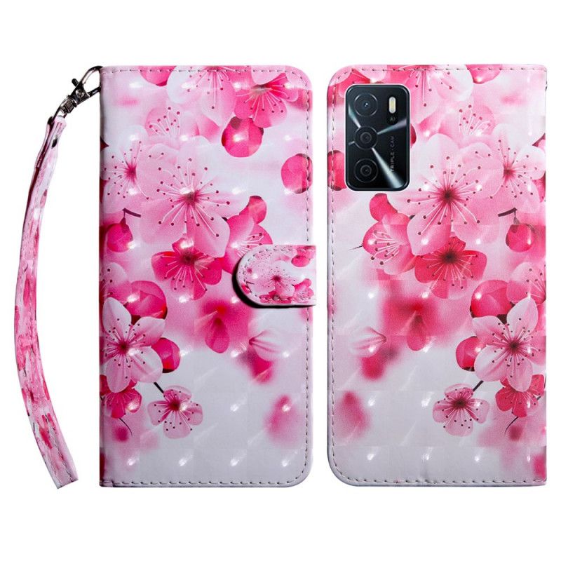 Læder Cover Oppo A16 / A16s Pink Blomster