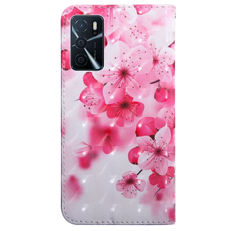 Læder Cover Oppo A16 / A16s Pink Blomster