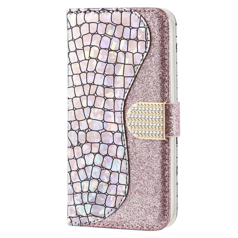 Flip Cover Samsung Galaxy S23 Ultra 5G Krokodille Diamanter