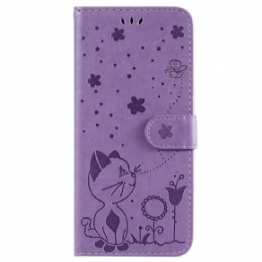 Flip Cover Samsung Galaxy S23 Ultra 5G Med Snor Strappy Kat Og Bier