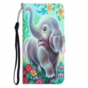 Læder Cover Samsung Galaxy S23 Ultra 5G Med Snor Thong Elefant