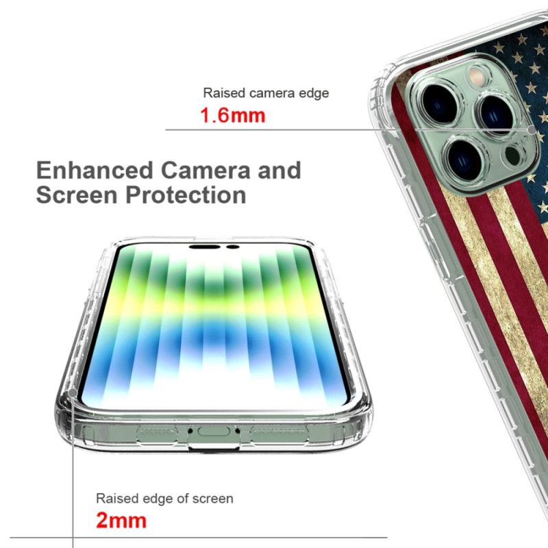 Cover iPhone 14 Pro Max Forstærket Amerikansk Flag