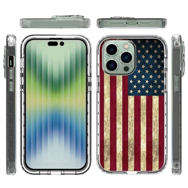 Cover iPhone 14 Pro Max Forstærket Amerikansk Flag