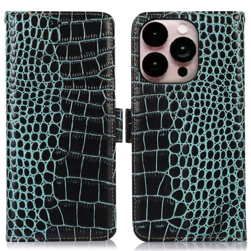 Flip Cover iPhone 14 Pro Max Rfid Crocodile Style