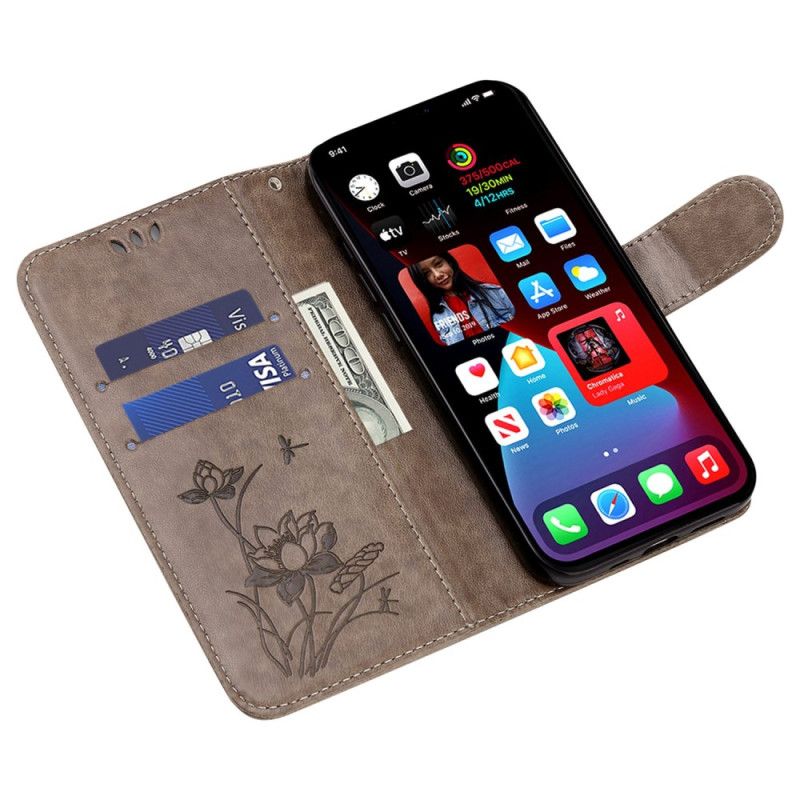 Flip Cover iPhone 14 Pro Max Vintage Vegetabilsk Stil