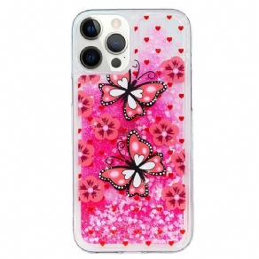 Mobilcover iPhone 15 Pro Sommerfugle Glitter