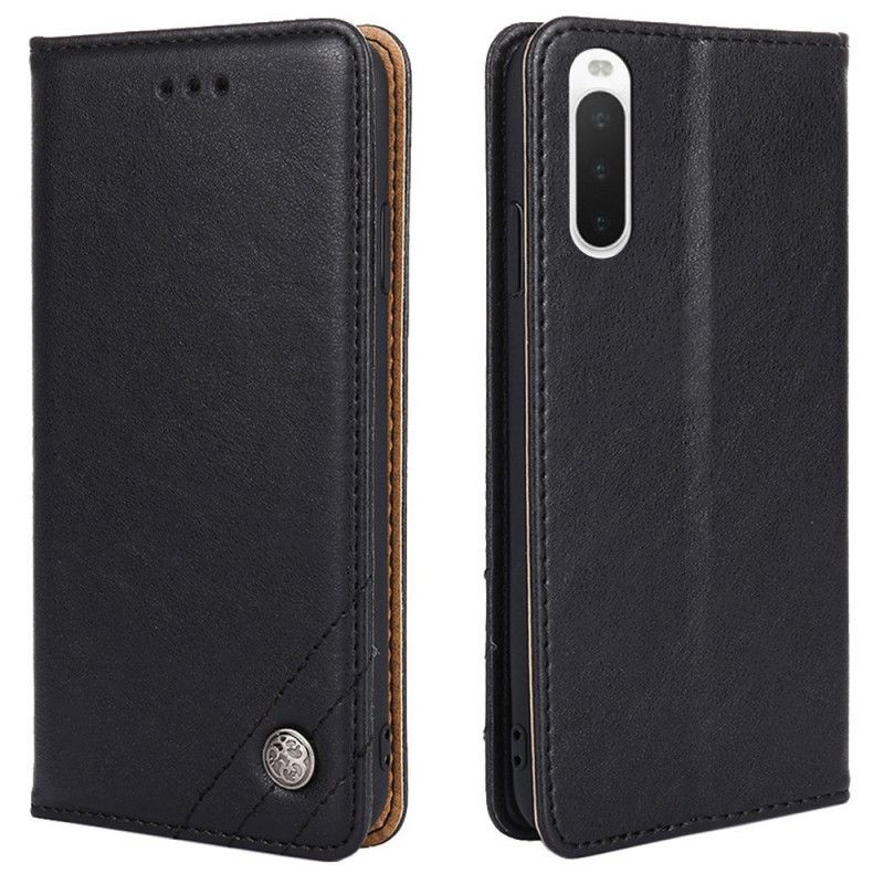 Cover Sony Xperia 10 IV Flip Cover Dekorativ Nitte I Imiteret Læder