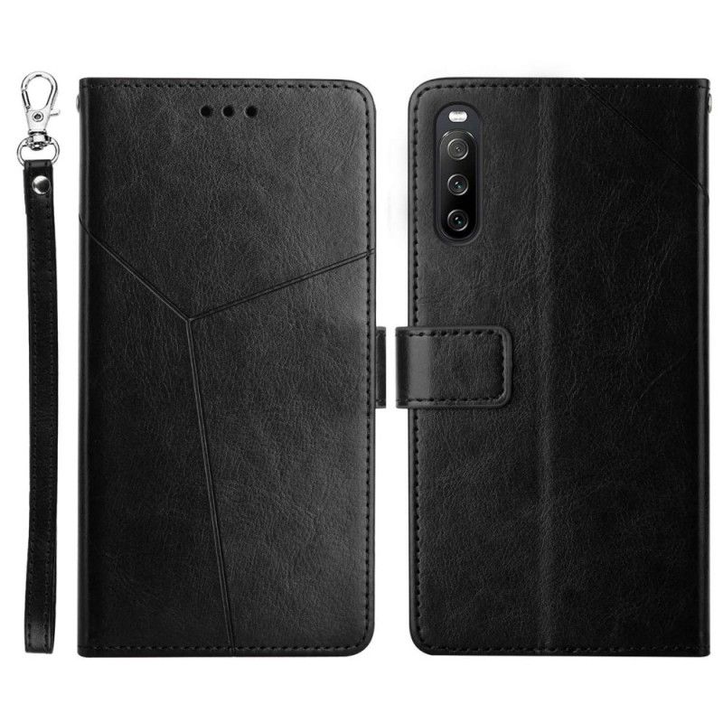 Flip Cover Sony Xperia 10 IV Med Snor Y Strappy Mønster