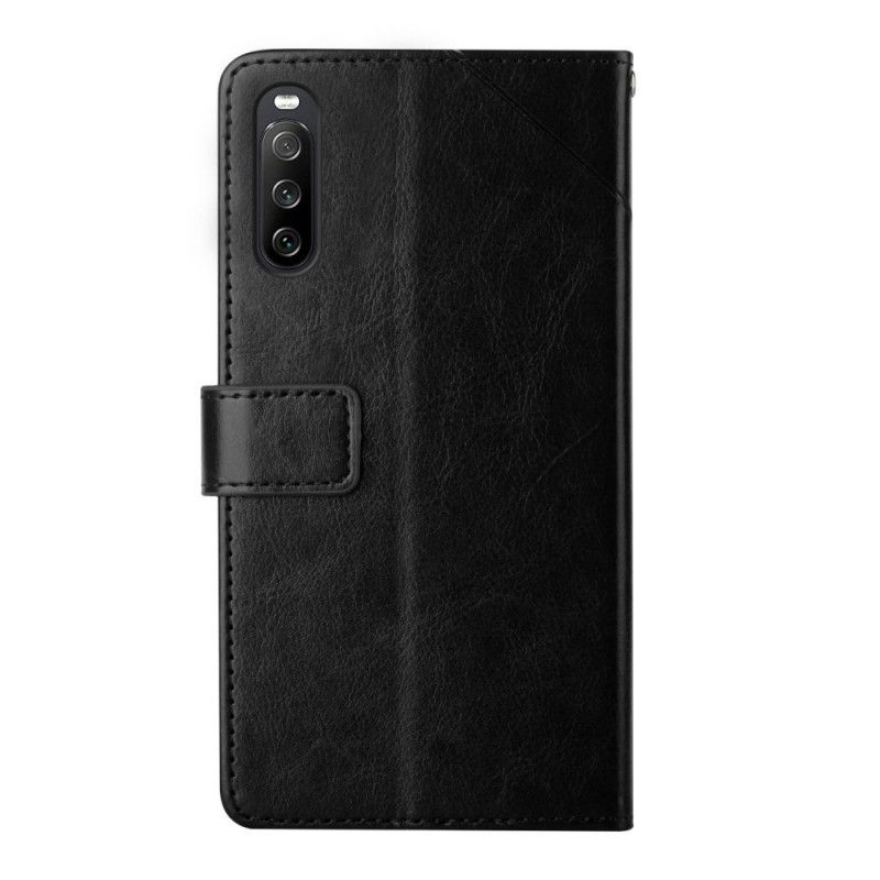 Flip Cover Sony Xperia 10 IV Med Snor Y Strappy Mønster