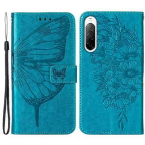 Flip Cover Sony Xperia 10 IV Sommerfugl Med Snor