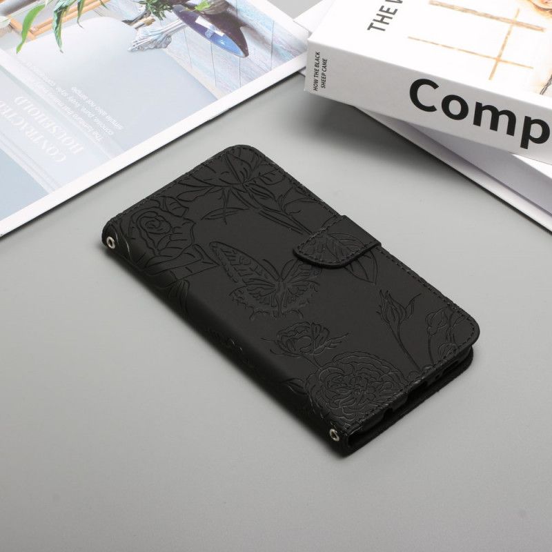 Flip Cover Sony Xperia 10 IV Sommerfugle Med Skulderrem