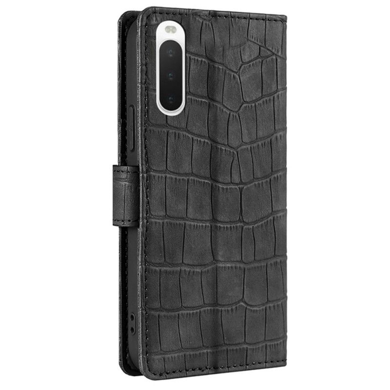 Læder Cover Sony Xperia 10 IV Krokodillehudstil